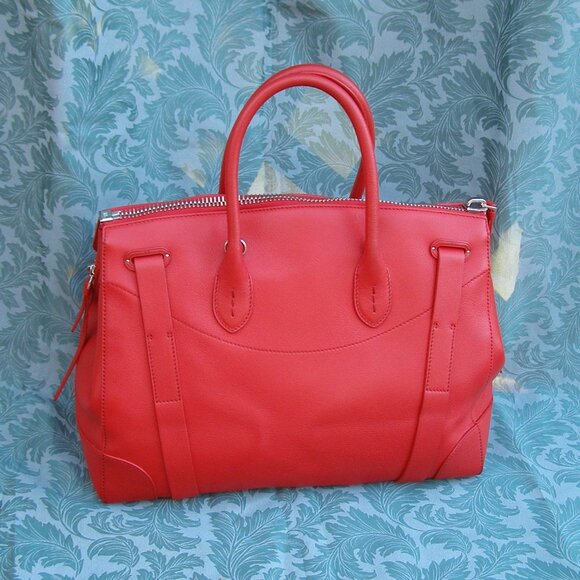 $3500 STUNNING RALPH LAUREN RICKY 40 LARGE CALFSKIN SATCHEL RED BAG - Picture 5 of 16